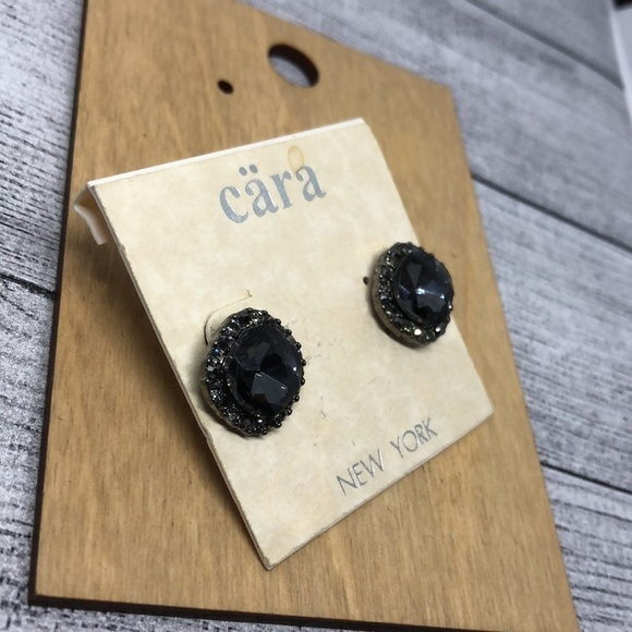 NEW Cara NY Gunmetal Sparkling Crystal and Hematite Glam Earrings Dressy Evening - Picture 4 of 5